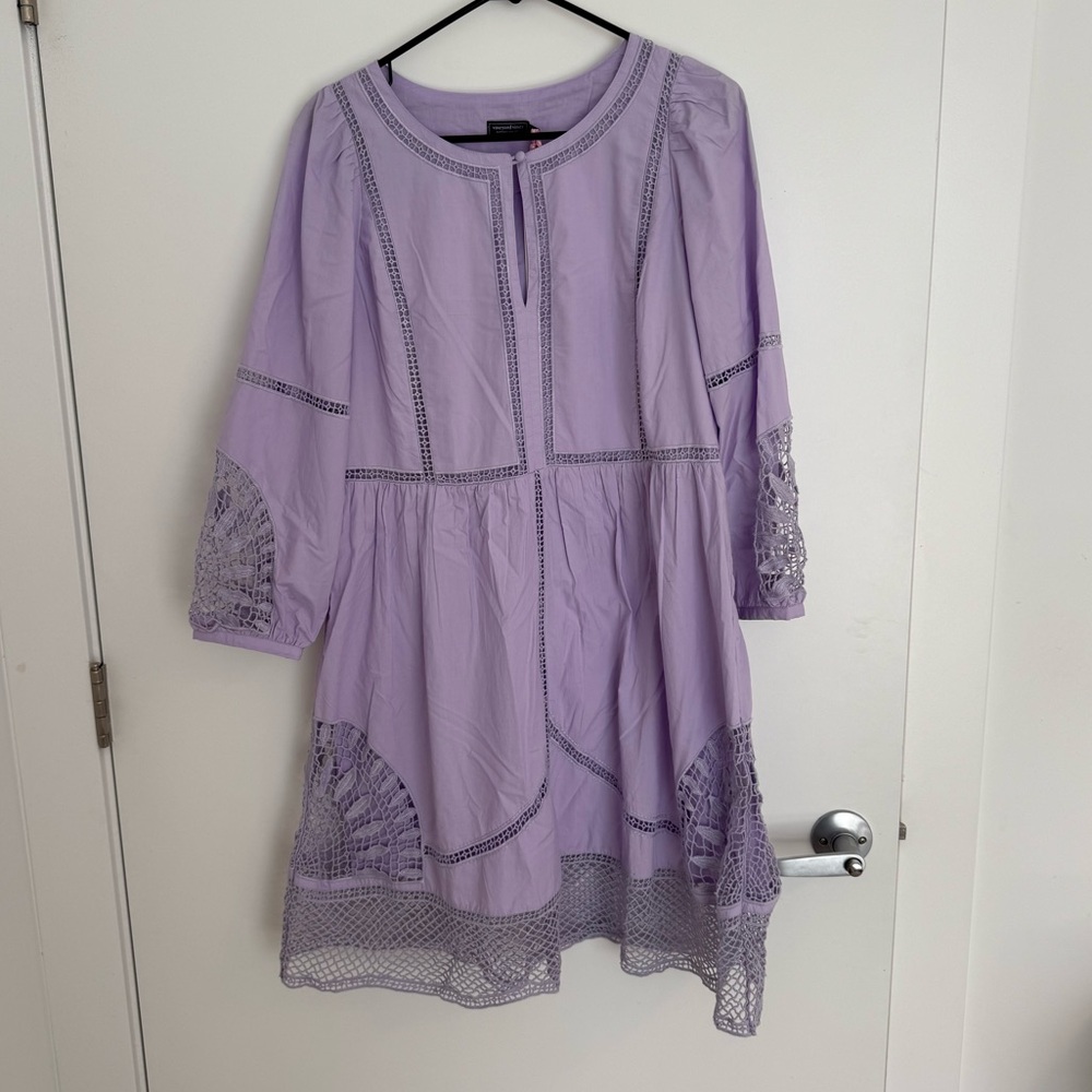 Vineyard Vines Purple Cotton Eyelet Inset Dress